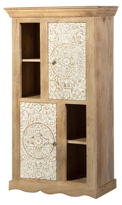Produktbild von Badmidischrank 67x115cm 'Tibet' Mango natur & weiß antik