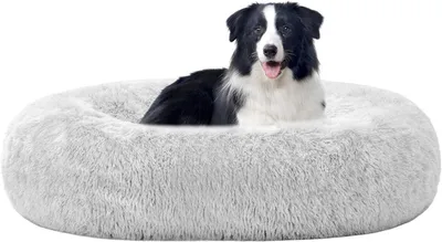 Obrázok produktu pre Pelech pre psov okrúhly 90 cm, svetlosivá, plyš, prateľný, pre psy