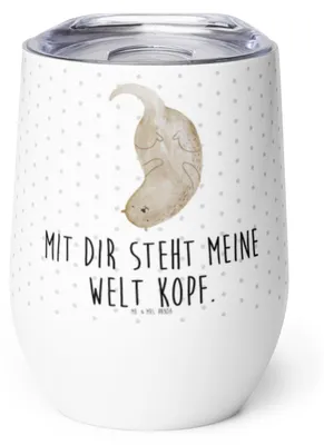 Produktbild von Mr. & Mrs. Panda Thermo Becher Otter Kopfüber - Weiß - Geschenk, Liebe, Niedlich, Verknallt, Verliebt, glühweinbecher, Thermobecher, Seeotter, thermosbecher, kaffee tasse