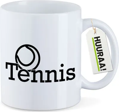 Produktbild von Huuraa Kaffeetasse Tennis Ball 330ml Weiß Keramik Kaffeebecher Geschenkidee