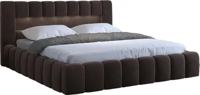Produktbild von YOURHOUSE24 Polsterbett Lamica Bett Metalrahmen Doppelbett Bettgestell Lattenrost mit LED (Farbe: Monolith 29, Größe: 140x200 cm)