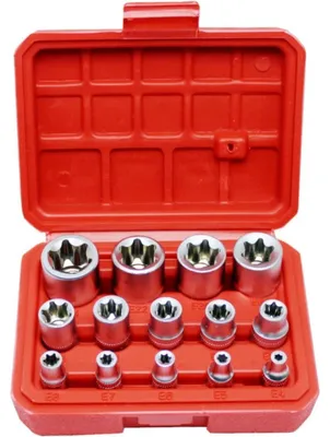 Immagine prodotto di Set di 14 chiavi a bussola Torx elettriche, da E4 a E24, con