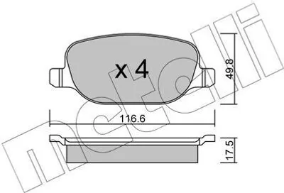 Produktbild von METELLI Bremsbeläge Satz Hinten Bremsklötze für ALFA ROMEO 159 Sportwagon (939) 22-0704-0