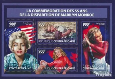Produktbild von Briefmarken Zentralafrikanische Republik 2017 Mi 7300-7303 Kleinbogen (kompl. Ausgabe) postfrisch Marilyn Monroe