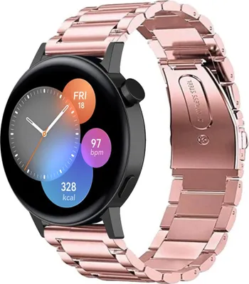 Produktbild von Strap-it Stahlband - Kompatibel mit Huawei Watch GT 3Armband 42mmHochwertiger EdelstahlHuawei watch strap Armband mit faltschließe für 20mmArmband Rosa