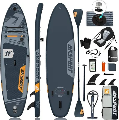 Produktbild von 335 cm aufblasbares SUP Board, 86 cm extra breit mit Premium-Zubehörset, rutschfestes Deck, Stand Up Paddling Board für Erwachsene und Jugendliche