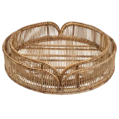 Image de Lot de 2 plateaux décoratifs Love Trat ronds Ø50 et Ø45 x 10 cm – rotin, bambou