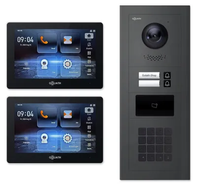 Produktbild von Goliath Premium 2-Draht GL-HB250A.2 Video-Türsprechanlage, 2 Familien, 2× 7 Zoll Schwarz, Anthrazit, Unterputz