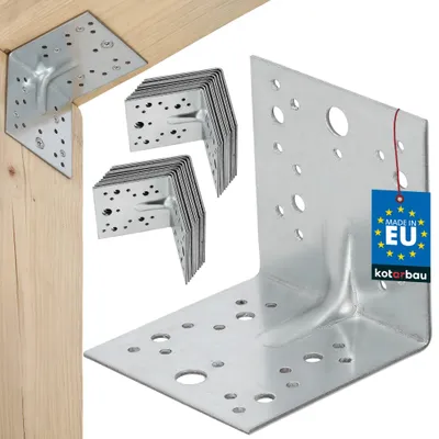 Image de KOTARBAU® Lot de 25 équerres de raccordement pour étagères 100 x 100 x 100 mm Équerres pour charges lourdes Équerres de butée Équerres métalliques renforcées Équerres de construction Acier galvanisé