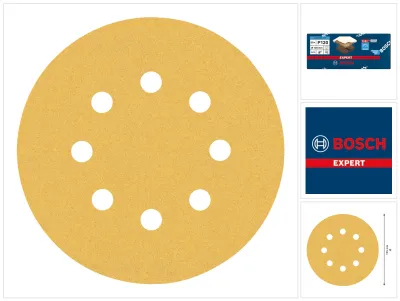 Immagine prodotto di Bosch EXPERT C470 Carta abrasiva 125 mm 8 fori G 120 50 pezzi ( 2608900912 ) per levigatrici rotorbitali