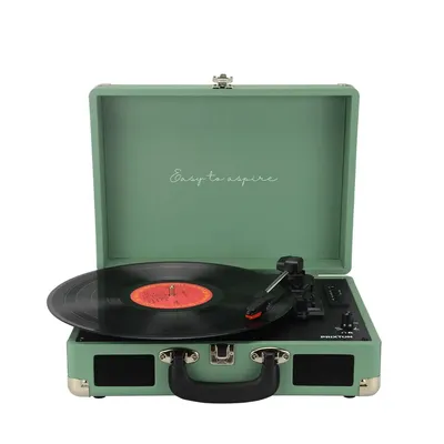 Produktbild von Plattenspieler mit lautsprecher PRIXTON VC400, Schallplattenspieler mit Bluetooth und Encoding-Funktion, Vinyl-Player, Radio FM und USB Port, Mint