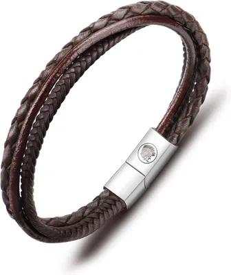 Immagine prodotto di Bracciale da uomo in pelle intrecciata, 22 cm, nero e marrone, accessorio di moda