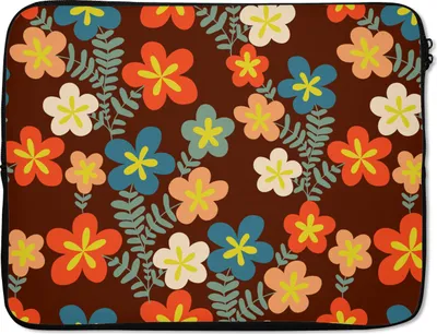 Produktbild von MuchoWow® Laptop Hülle 15 Zoll Retro - Muster - Blumen - 1970er Jahre Laptoptasche - Laptoptasche - Sleeve - Rundum-Schutz