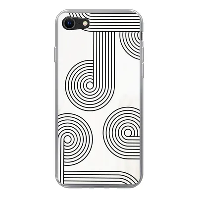 Produktbild von MuchoWow® Handyhülle Schutzhülle Hülle für iPhone SE 2022 Abstrakt - Schwarz - Weiß - Kreis Silikon Softcase Handy Hülle - Schutzhülle