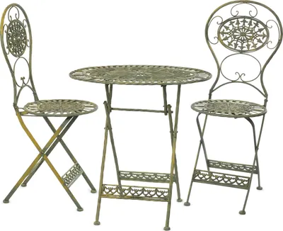 Immagine prodotto di Set bistrot Moritz tavolo ovale + 2 sedie verde antico ghisa decorazione giardino set tavolo bistrot sedie bistrot 3 pezzi gruppo di seduta mobili da balcone