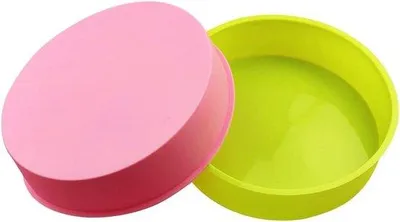 Produktbild von Famanu Silikon Kuchenformen 20 cm - Set von 2 in Grün und Rosa