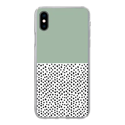 Produktbild von MuchoWow® Handyhülle Schutzhülle Hülle für iPhone Xs Polka dots - Grün - Schwarz Silikon Softcase Handy Hülle - Handytasche