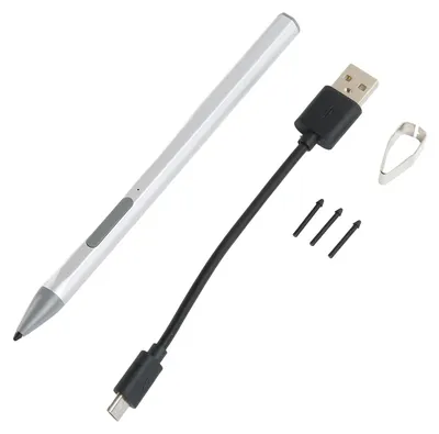 Image de Stylet pour tablette Microsoft Pro 7, 6, 5, 4, 3 et X, pour ordinateur portable, livre électronique et Studio 3 Go, avec 3 pointes interchangeables, couleur argent