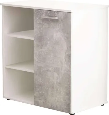 Immagine prodotto di Milani Home - scarpiera slim 1 anta a ribalta, color cemento e bianco, mobile ingresso per corridoio