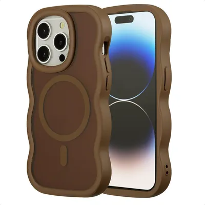 Image de Selencia Wavy Backcover avec MagSafe pour Apple iPhone 14 Pro - Mocha Brown