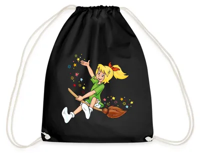 Produktbild von Spreadshirt Bibi Blocksberg Fliegt Auf Kartoffelbrei Turnbeutel, One size, Schwarz