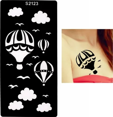 Produktbild von Henna Tattoo Schablone Airbrush Stencil Selbstklebend Heißluftballon