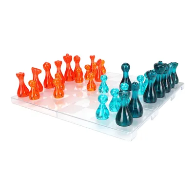 Produktbild von Kunststoff Schachspiel Transparent inkl. 32 Schachfiguren Schach Figuren Brett Spiel Schachbrett