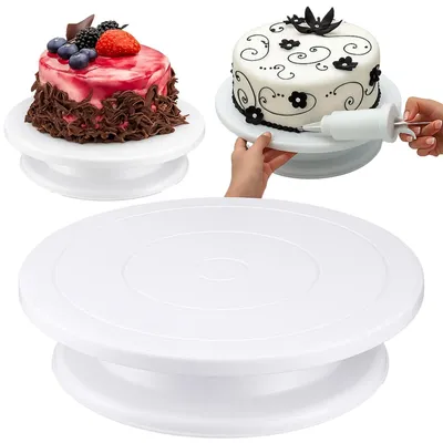 Zdjęcie produktu dla Patera talerz obrotowy do tortu ciasta dekoracji 28 cm biały stojak cukierniczy