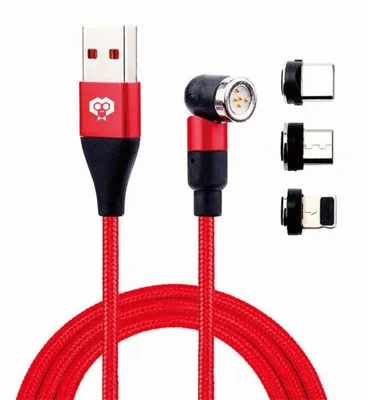 Image de câble de charge magnétique 3 en 1 pivotant à 540° iPhone/Micro-USB/USB-C