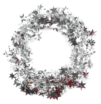 Lamettaschlange mit Sternen, 3x 7,5 m, silber, Weihnachtsdeko