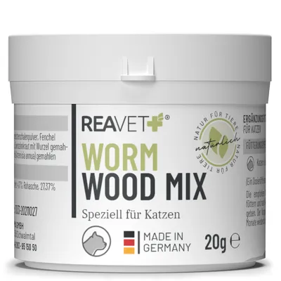 Produktbild von REAVET Wormwood Mix Pulver 20g – Speziell für Katzen I Kräutermischung für Katzen mit Artemisia annua (Sweet Wormwood), geeignet für alle Rassen