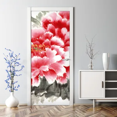 Produktbild von Dekorative Türposter Klebefolie selbstklebend Wandaufkleber Tinte Pfingstrose 70 x 200 cm