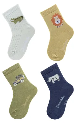 Productafbeelding van Sterntaler sokken, 4-pack, Safari - babysokken en kindersokken - modieuze kleuren, met motief