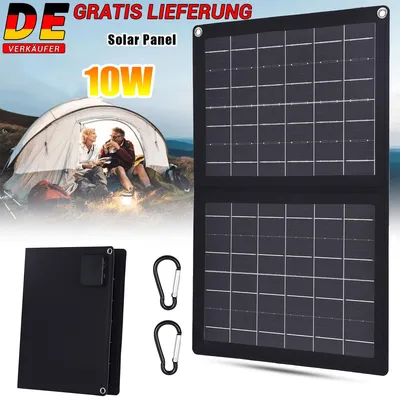 Produktbild von 10W Tragbar Solarpanel Faltbar Solar Ladegerät USB-C/USB Solarmodul Aufladen