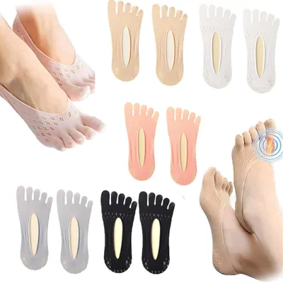 Immagine prodotto di Cuscinetti in silicone per l'avampiede – Solette per scarpe – 8,5 x 2,2 cm – Protezioni per le dita dei piedi – Cuscinetti antiscivolo – Cuscinetti in gel invisibili – Riutilizzabili
