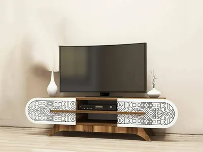 Image de Matsu - Meuble TV, 145x37x37h cm Noyer Marron, une Étagère