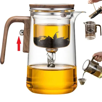 Produktbild von Hochborosilikatglas Teekanne, 800ml, Magnetverschluss, abnehmbar Glaskanne Teebereiter, Teewasser Trennung, einfach zu reinigen