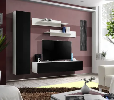 Produktbild von Wohnzimmerwand FREYA 1 – weiß / schwarz