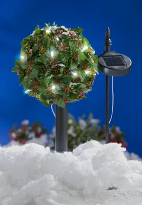 Image de LED Arbre solaire Ilex Houx Éclairage de jardin Décoration de Noël Plante artificielle