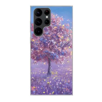 Produktbild von MuchoWow® Handyhülle Schutzhülle Hülle für Samsung Galaxy S22 Ultra Baum - Sommer - Rosa Silikon Softcase Handy Hülle - Abbildung