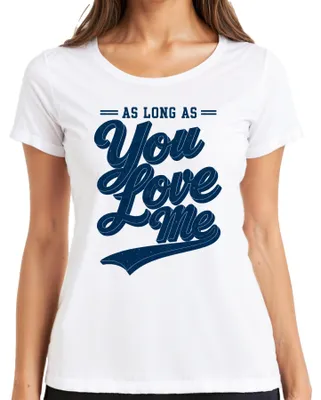 Obrázek produktu pro Tričko s potiskem "As Long As You Love Me", hudba 90. let, dámské, velikost S, bílé, pro fanoušky boybandů