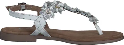 Produktbild von MARCO TOZZI Damen Sandale T-Riemen Leder Blumen Perlen Zehentrenner 2-28148-42, Größe:39 EU, Farbe:Weiß