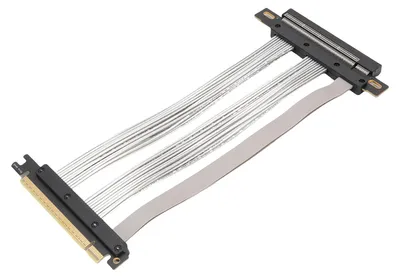 Image de Câble d'extension PCIe 5.0 16x compatible avec les cartes graphiques WRX80, 90E, RTX 4090, 5090, RX 8900 et RX 7900 XTX - Câble d'extension pour carte graphique PCIe 5.0 128 Go/s, 40 cm / 15,75 pouces