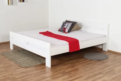 Produktbild von Jugendbett "Easy Premium Line" K6, 200 x 200 cm Buche Vollholz massiv weiß lackiert