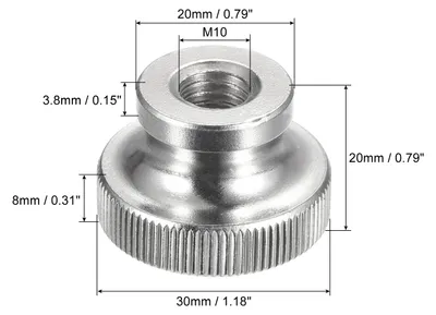 Produktbild von R?ndelmuttern 2Stk. M10xD30mm x H20mm 304 Edelstahl R?ndelmutter mit Manschette