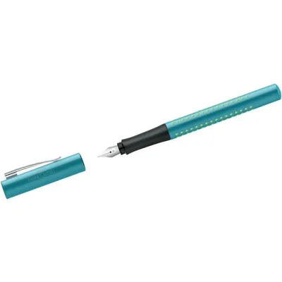 Produktbild von Faber-Castell Grip 2010, Grün, Türkis, Kartuschenfüllsystem, Blau, Kursiv nib, Edelstahl, Medium