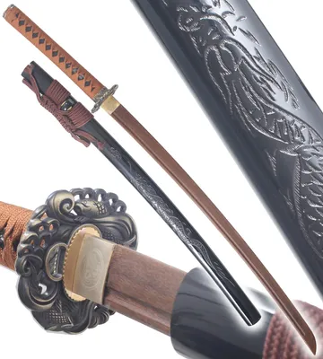 Produktbild von Danzan japanisches Katana aus Drachenholz, japanisches Schwert Katana Säbel – Klinge aus Wengeholz