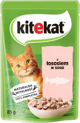 Produktbild von KITEKAT Portionsbeutel mit Lachs in Sauce Nassfutter für Katzen 56x85g