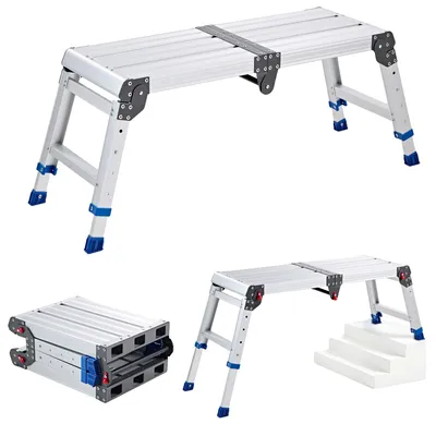 Obrázek produktu pro Pracovní platforma VEVOR, 851 x 305 mm, skládací pracovní plošina z hliníku s nosností 226,8 kg, výškově nastavitelná plošina (360-508 mm) s bezpečnostním zámkem, přenosné schodiště pro domácí dílnu