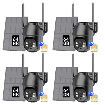 Obrázek produktu pro 2K 3MP 4G LTE Venkovní dohledová kamera s baterií, inteligentní detekce, s 64GB microSD 4PCS